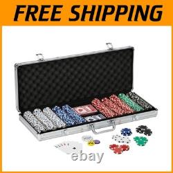 500-Piece Texas Hold'em Poker Chip Set with Aluminum Case