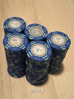 500 QTY 13.5G Crown Casino Poker Chip Set 1,000 Chip Case Included