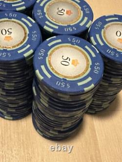 500 QTY 13.5G Crown Casino Poker Chip Set 1,000 Chip Case Included