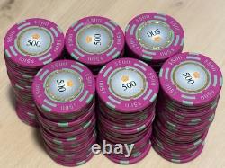 500 QTY 13.5G Crown Casino Poker Chip Set 1,000 Chip Case Included