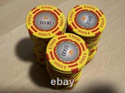 500 QTY 13.5G Crown Casino Poker Chip Set 1,000 Chip Case Included