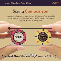 500-count Jupiter Club 43mm Oversize Casino Clay Poker Chip Set