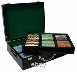 500 count Monte Carlo Heavyweight 14g Poker Chips Set in Hi Gloss Wood Case
