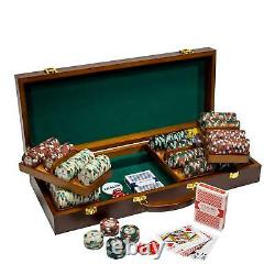 500-count Showdown 13g Casino Poker Chips & Cards Set in Walnut Wood Case