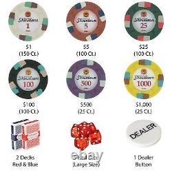 500-count Showdown 13g Casino Poker Chips & Cards Set in Walnut Wood Case