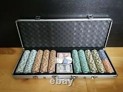 500 ct. Monte Carlo Poker Club Poker Chip Set in Aluminum Metal Carry Case