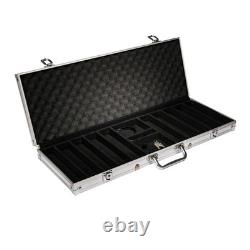 500-piece Aluminum Monte Carlo Poker Chip Set in Case 13.5g Clay Composite