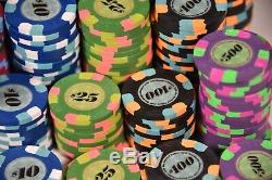 500 piece Authentic Paulson Top Hat & Cane Poker Chip Set Excellent Condition