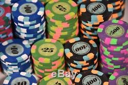 500 piece Authentic Paulson Top Hat & Cane Poker Chip Set Excellent Condition
