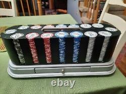 500 piece World Poker Tour Chip Set Rotating base with Handle