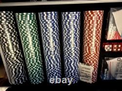 500PC PRO CLAY LAS VEGAS POKER/BLACKJACK CHIP SET with HEAVY-DUTY ALUMINUM CASE