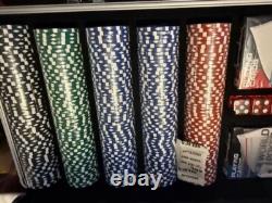500PC PRO CLAY LAS VEGAS POKER/BLACKJACK CHIP SET with HEAVY-DUTY ALUMINUM CASE