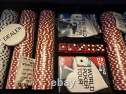 500PC PRO CLAY LAS VEGAS POKER/BLACKJACK CHIP SET with HEAVY-DUTY ALUMINUM CASE