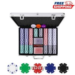 500PCS Complete Poker Chip Set in Aluminum Case Perfect for Family Game Nights