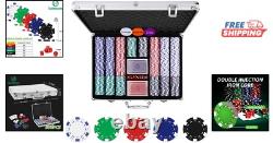 500PCS Complete Poker Chip Set in Aluminum Case Perfect for Family Game Nights