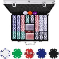 500PCS Complete Poker Chip Set in Aluminum Case Perfect for Family Game Nights