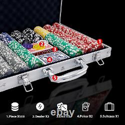 500PCS Poker Chip Set with Aluminum Case, 11.5 Gram for Texas Holdem & Blackjack