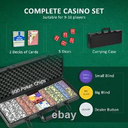 500PCs 14 Gram Poker Chips Set with Aluminum Case Playing Cards