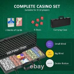 500PCs 14 Gram Poker Chips Set with Aluminum Case Playing Cards