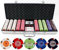 500Pc Poker Chip Set Texas Hold'Em Lucky Horseshoe Chips Clay Chips