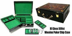 500ct. Ace Casino 14g Poker Chip Set in Hi-Gloss Wooden Carry Case