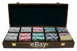 500ct. Ben Franklin 14g Poker Chip Set in Walnut Wooden Carry Case