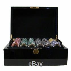 500ct. Black Diamond 14g Poker Chip Set in Black Mahogany Wooden Carry Case