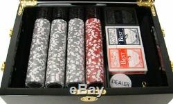 500ct. Black Diamond 14g Poker Chip Set in Black Mahogany Wooden Carry Case