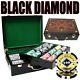500ct. Black Diamond 14g Poker Chip Set in Hi-Gloss Wooden Carry Case