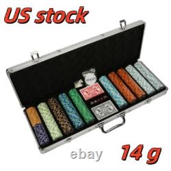 500ct. Count Poker Set 14g Clay Poker Chips Set with Aluminum Case Las Vegas