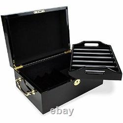 500ct. Monaco Club 13.5g Poker Chip Set in Black Mahogany Wooden Carry Case