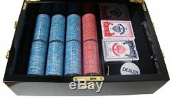 500ct. Nevada Jack Ceramic 10g Poker Chip Set in Black Mahogany Wood Case