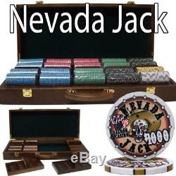 500ct. Nevada Jack Ceramic 10g Poker Chip Set in Walnut Wood Carry Case