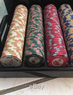 500ct Nile Club Ceramic 10g Poker Chip Set in Hi-Gloss Mahogany Wood Case