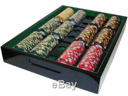 500ct. Nile Club Ceramic 10g Poker Chip Set in Hi Gloss Wood Carry Case