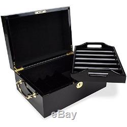 500ct. Showdown 13.5g Poker Chip Set in Black Mahogany Wooden Carry Case