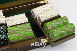 500ct. The Mint Clay Composite 13.5g Poker Chip Set in Walnut Wooden Carry Case