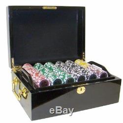 500ct. Ultimate 14g Poker Chip Set in Mahogany Wood Case + Dealer Button
