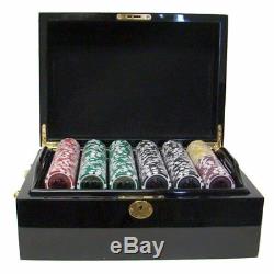 500ct. Ultimate 14g Poker Chip Set in Mahogany Wood Case + Dealer Button