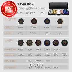 500pc 14g Clay Poker Chips Set Texas Hold'em Numbered Case US