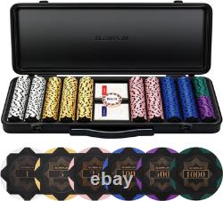 500pc 14g Clay Poker Chips Set Texas Hold'em Numbered Case US