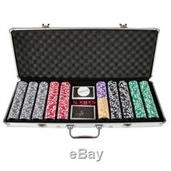 500pc Matte Las Vegas Nevada Poker Chip Set + 2 Decks Automatic Card Shuffler