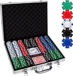 500pc Poker Chip Set 11.5g Casino Style Aluminum Case Cards Dice Texas Hold'em