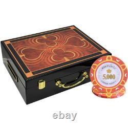 500pcs 14G MONTE CARLO POKER ROOM CLAY POKER CHIPS SET HIGH GLOSS WOOD CASE