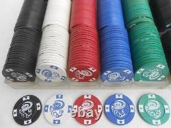 520+ Piece 6 Rack Ace High Roulette Denomination Poker Chip Set Heavy Clay