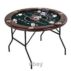 6-Person Folding Poker Table with Poker Chips and Card Set