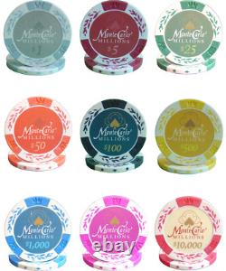 600 14g Monte Carlo Millions Chips Set Acrylic Case By Mrc Poker