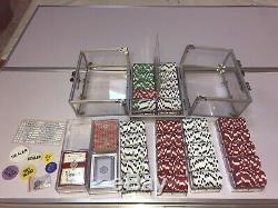 600 Count Poker Chips Set Acrylic Carrier Case with 6 Clear Chip Trays