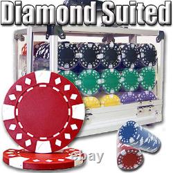 600 Diamond Suited Poker Chips Set with Acrylic Case Pick Colors