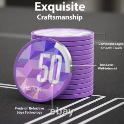 600-Piece Casino Poker Chip Set with Denominations, 11.5G Weighted Chips, 2 Deck